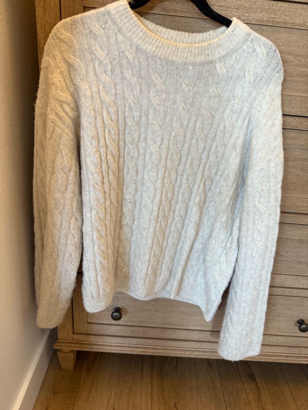 H&M Cream Cable-Knit Crewneck Sweater